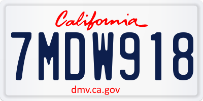 CA license plate 7MDW918