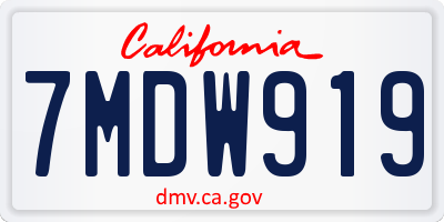 CA license plate 7MDW919