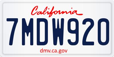 CA license plate 7MDW920
