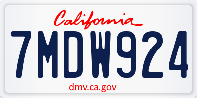 CA license plate 7MDW924