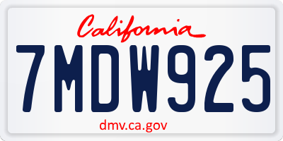 CA license plate 7MDW925