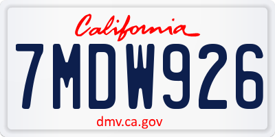 CA license plate 7MDW926