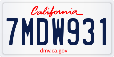 CA license plate 7MDW931
