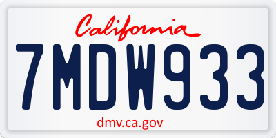 CA license plate 7MDW933
