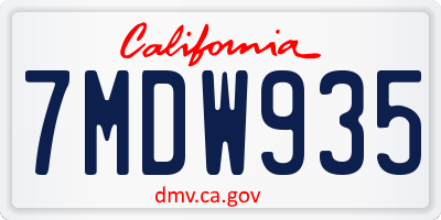 CA license plate 7MDW935