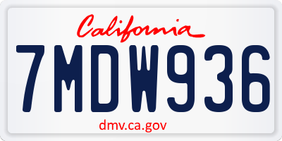 CA license plate 7MDW936