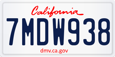 CA license plate 7MDW938