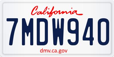 CA license plate 7MDW940