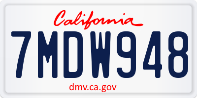 CA license plate 7MDW948