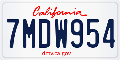CA license plate 7MDW954