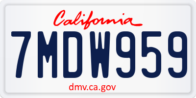 CA license plate 7MDW959