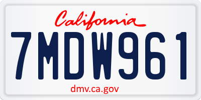 CA license plate 7MDW961