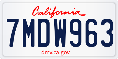 CA license plate 7MDW963
