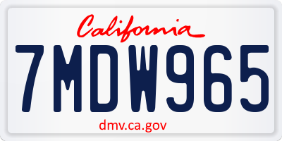 CA license plate 7MDW965