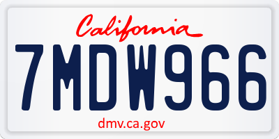 CA license plate 7MDW966