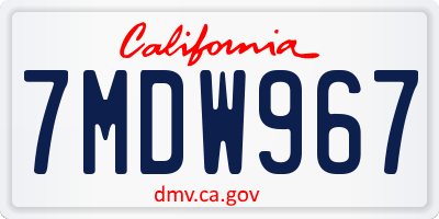 CA license plate 7MDW967