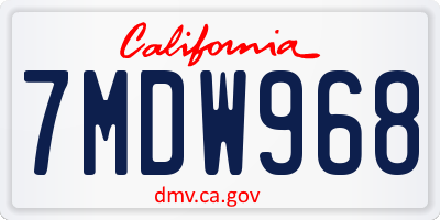 CA license plate 7MDW968