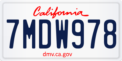 CA license plate 7MDW978