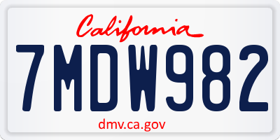 CA license plate 7MDW982