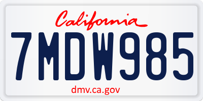 CA license plate 7MDW985