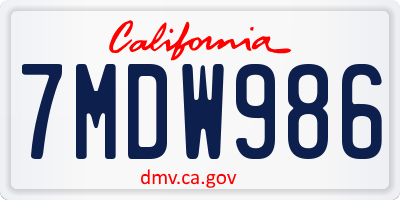 CA license plate 7MDW986