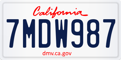 CA license plate 7MDW987