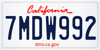 CA license plate 7MDW992