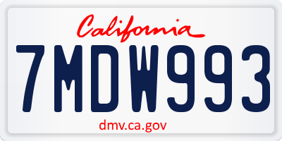 CA license plate 7MDW993