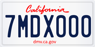 CA license plate 7MDX000