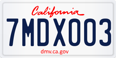 CA license plate 7MDX003