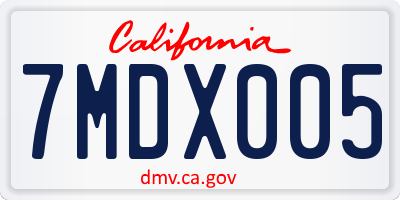 CA license plate 7MDX005
