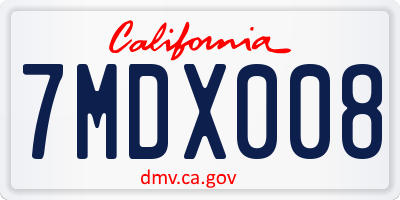 CA license plate 7MDX008