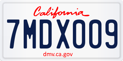 CA license plate 7MDX009