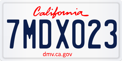 CA license plate 7MDX023