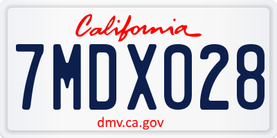 CA license plate 7MDX028