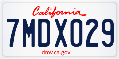 CA license plate 7MDX029