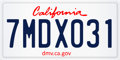 CA license plate 7MDX031