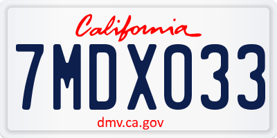 CA license plate 7MDX033