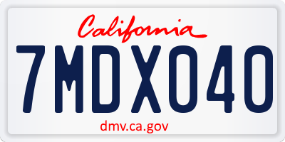 CA license plate 7MDX040