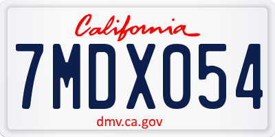 CA license plate 7MDX054