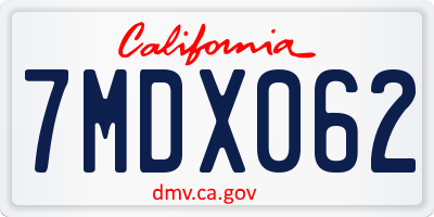 CA license plate 7MDX062