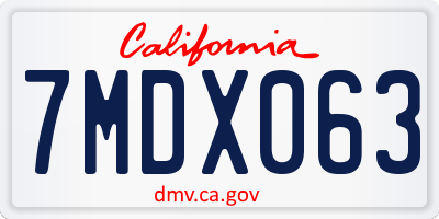 CA license plate 7MDX063