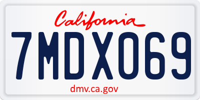 CA license plate 7MDX069