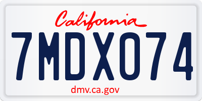 CA license plate 7MDX074