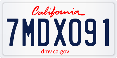 CA license plate 7MDX091