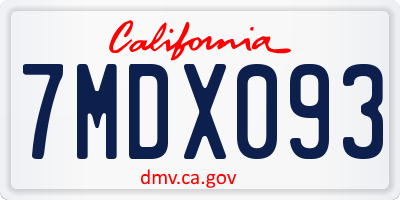 CA license plate 7MDX093
