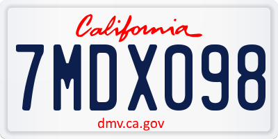 CA license plate 7MDX098