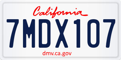 CA license plate 7MDX107
