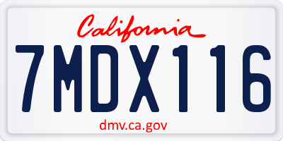 CA license plate 7MDX116