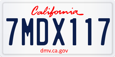 CA license plate 7MDX117